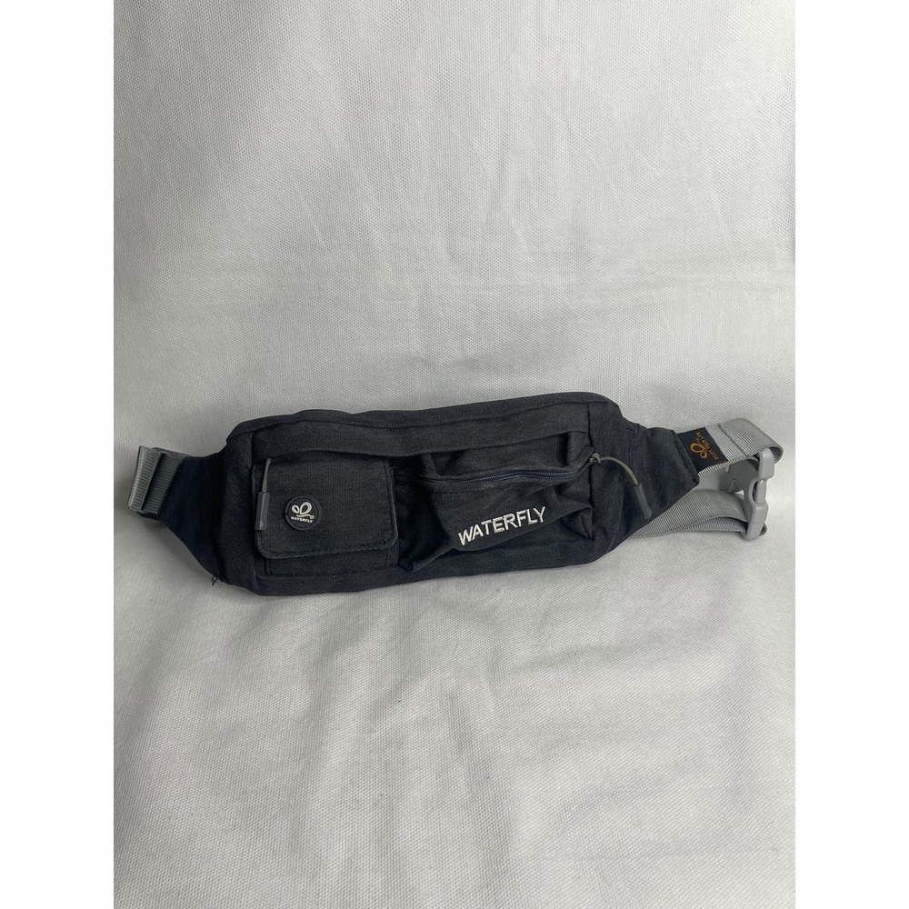 Waterfly Unisex Fanny Pack Waist Clip Bag Dual Zipper Storage Pockets Black Gray
